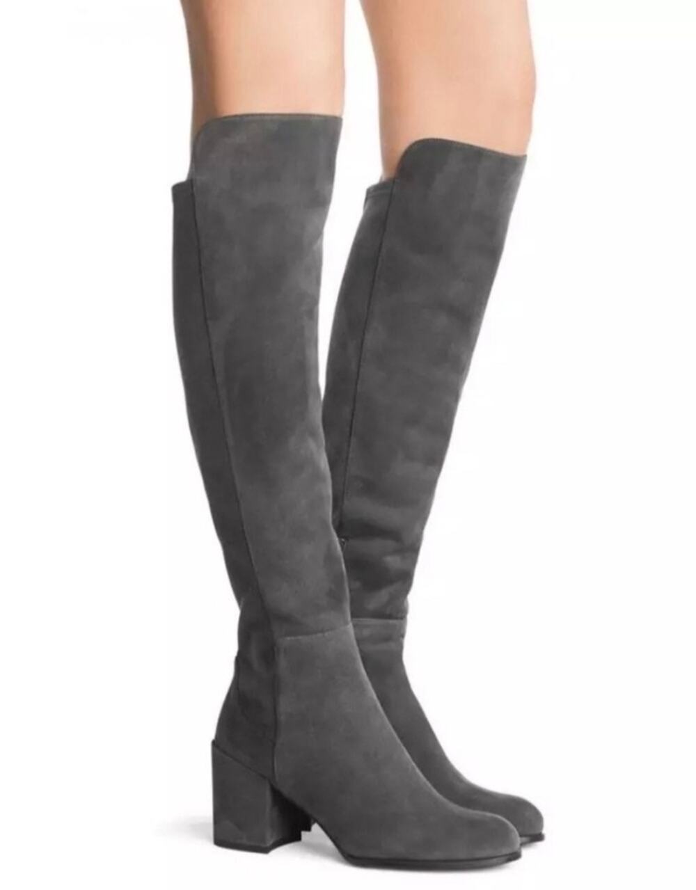 Stuart Weitzman Reserve 5050 Over The Knee Suede Boots Slate Gray 5.5